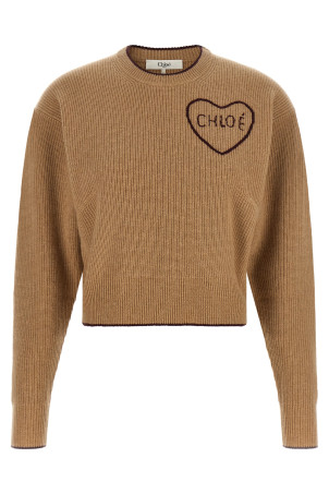Свитер с интарсией в виде сердца, бежевый CHLOÉ CH26AMP41710218