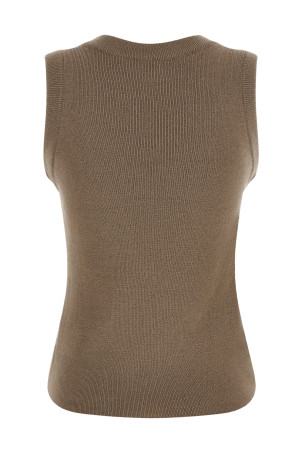 Jewel brooch top Beige