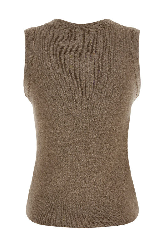 Jewel brooch top Beige