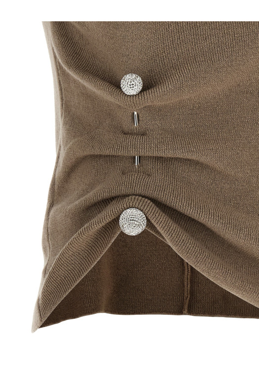Jewel brooch top Beige