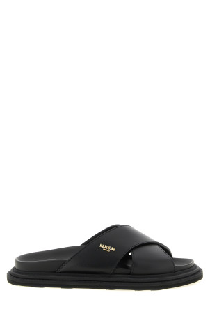 Кожаные сабо с логотипом, черные MOSCHINO MB28083G0PGA0000
