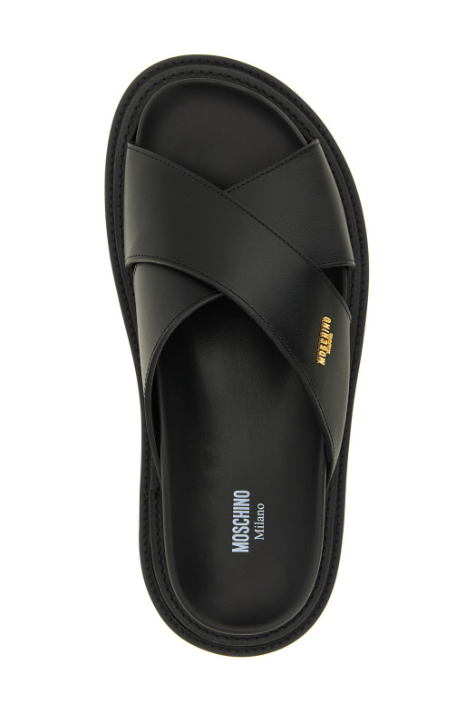 Кожаные сабо с логотипом, черные MOSCHINO MB28083G0PGA0000
