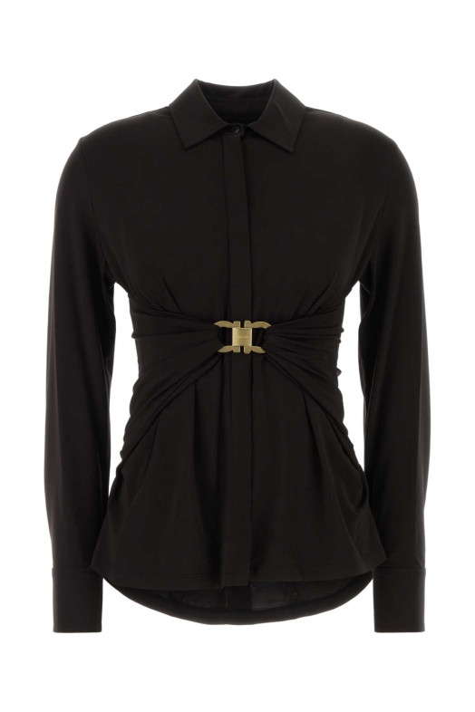 Dark brown stretch viscose shirt SALVATORE FERRAGAMO (13I403795858)