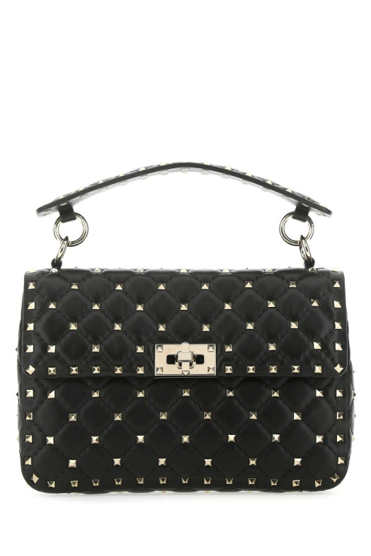 Black nappa leather medium Rockstud Spike handbag Black VALENTINO GARAVANI (9W0B0122NAP)