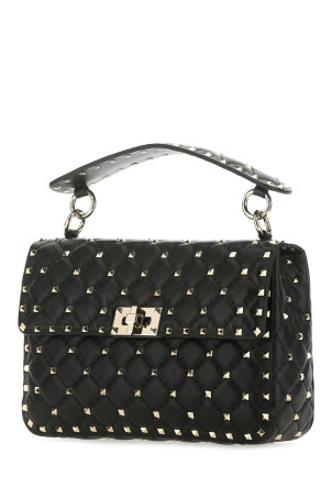 Black nappa leather medium Rockstud Spike handbag Black VALENTINO GARAVANI (9W0B0122NAP)