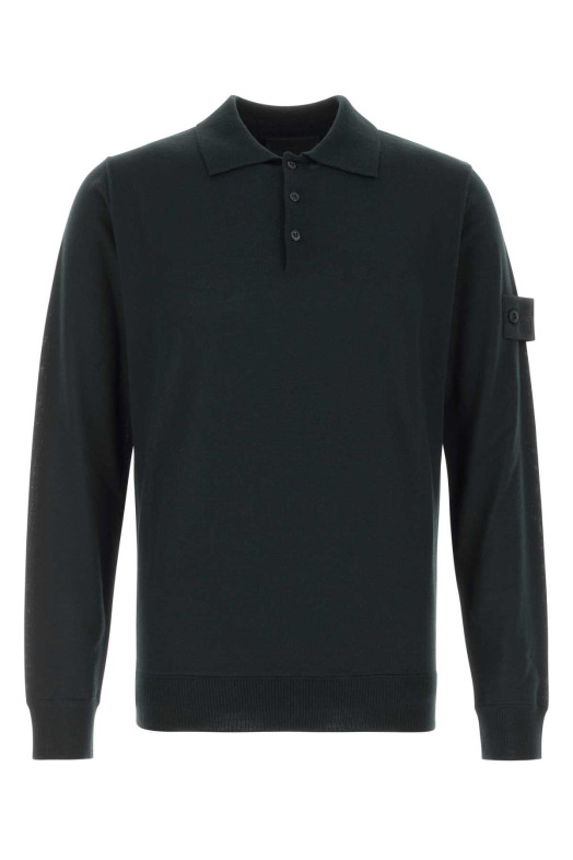 Чорна вовняна сорочка-поло STONE ISLAND (L2S155100076S00FC)