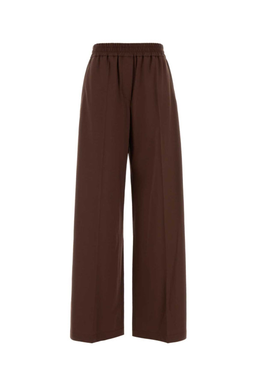 Chocolate stretch wool blend wide-leg pant BRUNELLO CUCINELLI (M0W07P9002)