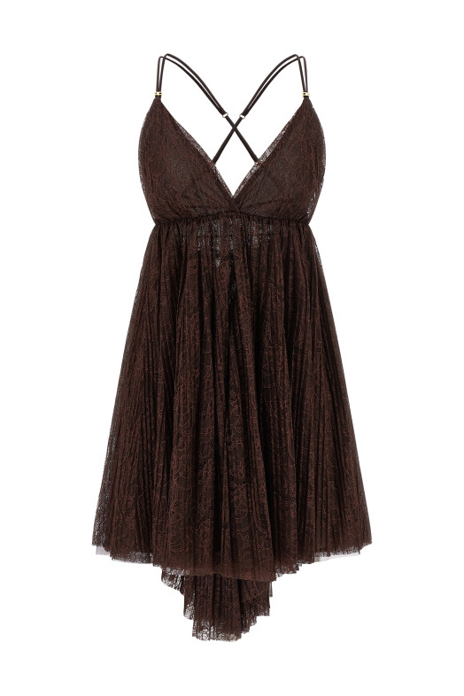 Міні-сукня з мереживом, коричнева ELISABETTA FRANCHI AB97062E2644