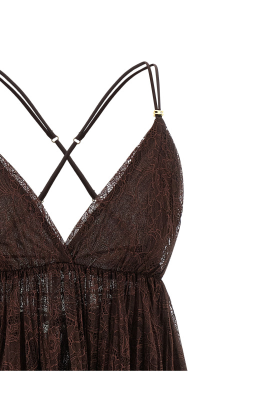 Міні-сукня з мереживом, коричнева ELISABETTA FRANCHI AB97062E2644