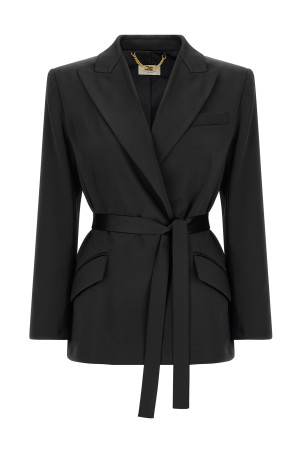 Блейзер із еластичного атласу, чорний ELISABETTA FRANCHI GI27966E2110