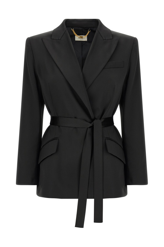 Блейзер із еластичного атласу, чорний ELISABETTA FRANCHI GI27966E2110