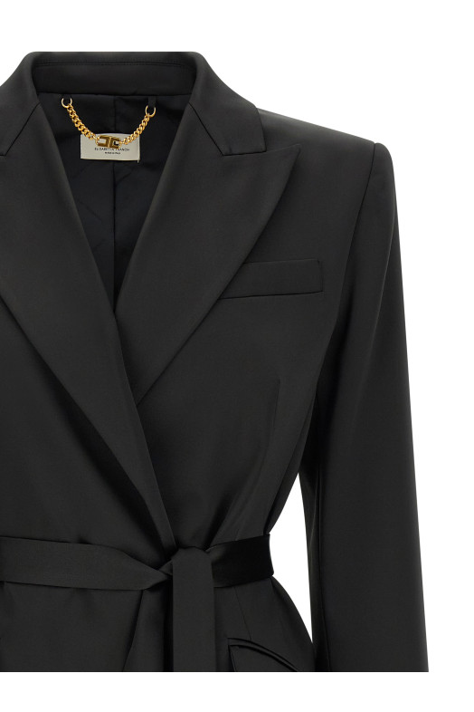 Блейзер із еластичного атласу, чорний ELISABETTA FRANCHI GI27966E2110