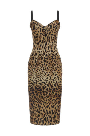 Animal-Print Corset Dress Brown