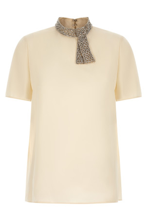 Valentino Garavani jewel collar top White