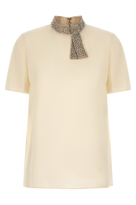 Valentino Garavani jewel collar top White