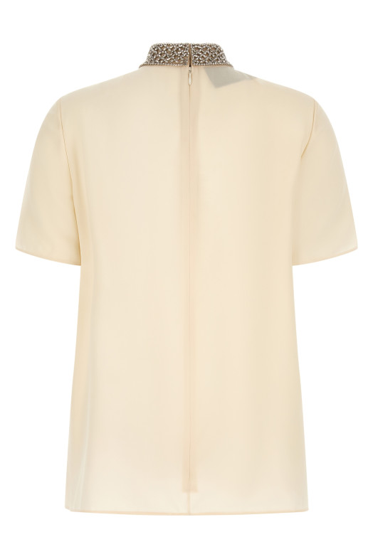 Valentino Garavani jewel collar top White