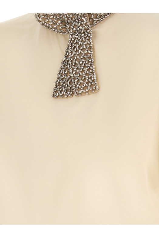 Valentino Garavani jewel collar top White