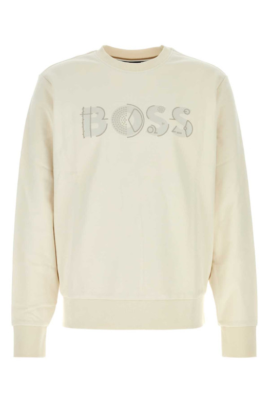 Бавовняна кофта кольору слонової кістки BOSS (50565651)