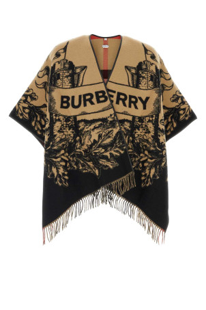 Вишита вовняна двостороння накидка, різнокольорова, BURBERRY (8074875)