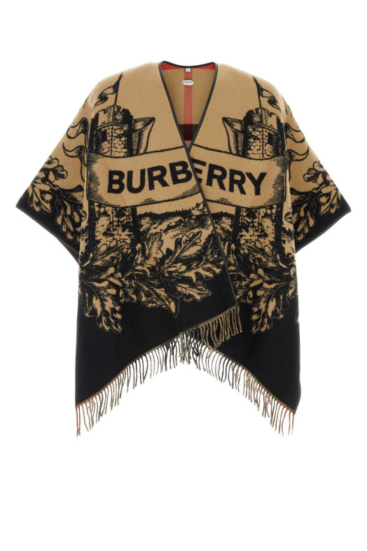 Вишита вовняна двостороння накидка, різнокольорова, BURBERRY (8074875)