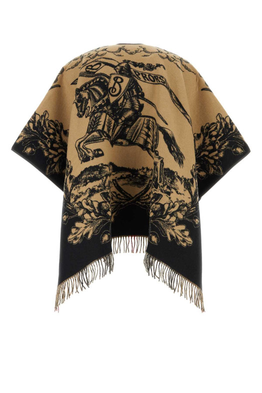 Вишита вовняна двостороння накидка, різнокольорова, BURBERRY (8074875)