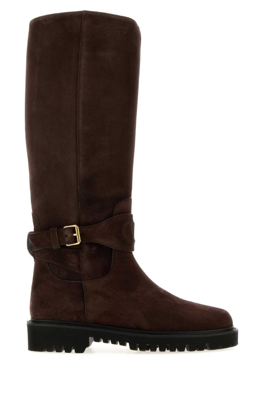 Коричневые замшевые сапоги VLogo Signature от VALENTINO GARAVANI (9W2S0QA3EFG)