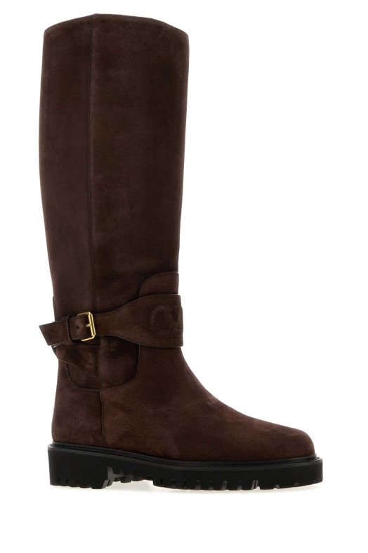 Коричневые замшевые сапоги VLogo Signature от VALENTINO GARAVANI (9W2S0QA3EFG)