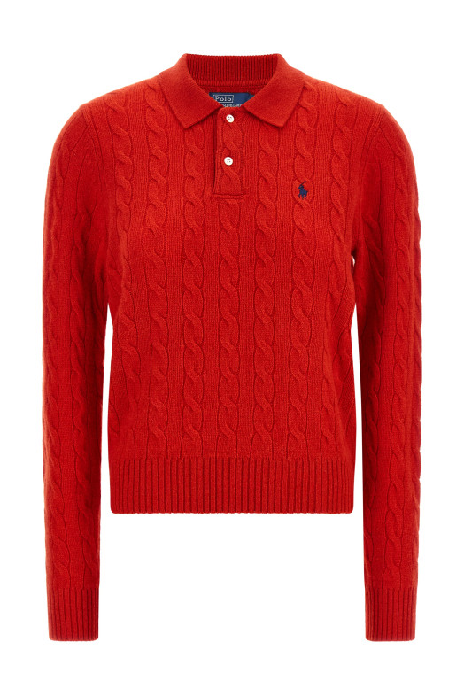 Поло з плетеним візерунком, червоне POLO RALPH LAUREN 211972132501