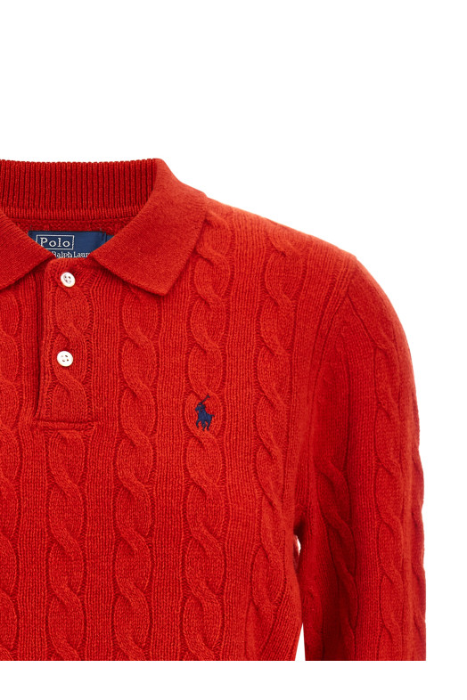 Поло з плетеним візерунком, червоне POLO RALPH LAUREN 211972132501