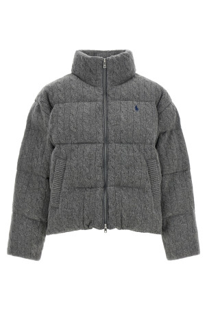 Knitted braided down jacket Gray