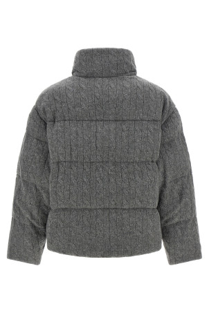 Knitted braided down jacket Gray
