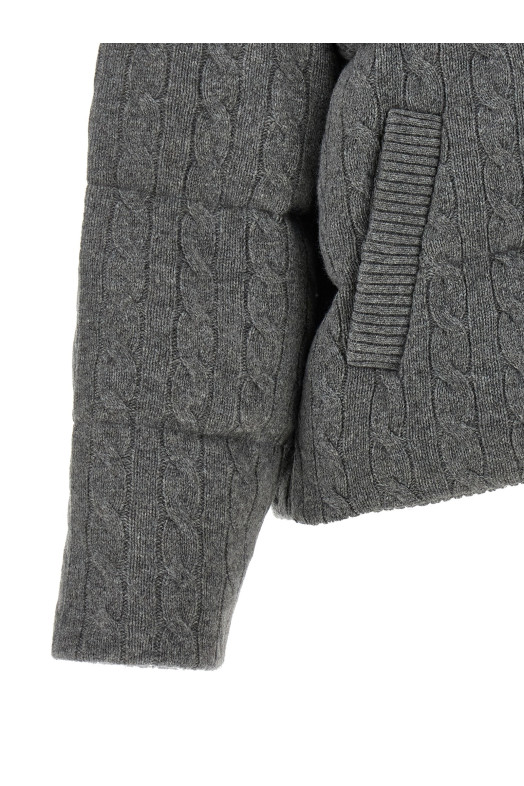 Knitted braided down jacket Gray