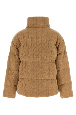 Knitted braided down jacket Beige