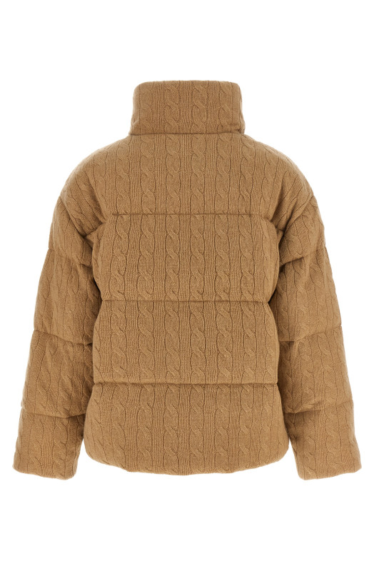 Knitted braided down jacket Beige
