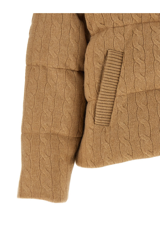 Knitted braided down jacket Beige