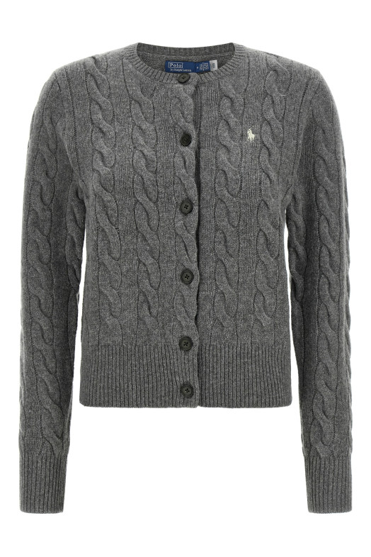 Кардиган с косой вязкой, серый POLO RALPH LAUREN 211972104500