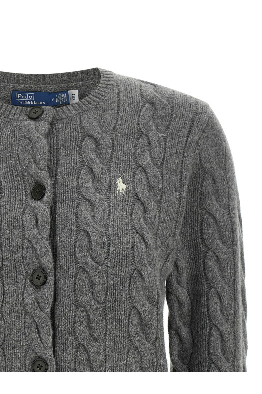 Кардиган с косой вязкой, серый POLO RALPH LAUREN 211972104500
