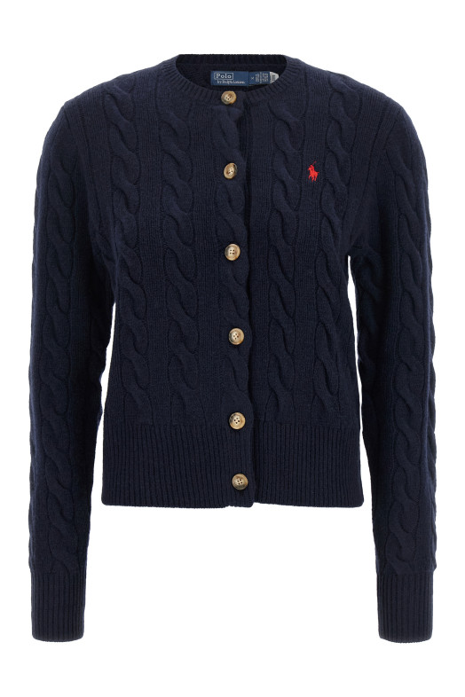 Кардиган с косой вязкой, синий POLO RALPH LAUREN 211972104004