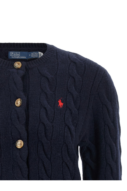 Кардиган с косой вязкой, синий POLO RALPH LAUREN 211972104004