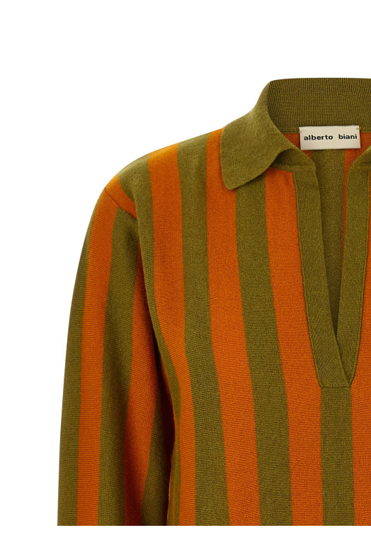 Смугаста трикотажна сорочка-поло, різнокольорова ALBERTO BIANI MG836WS0003ORANGEVERDE