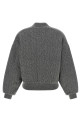 Padded Knit Braided Bomber Jacket Gray