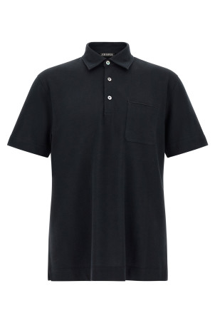 Футболка-поло з кишенею, синя ZEGNA UI392A4I752B09