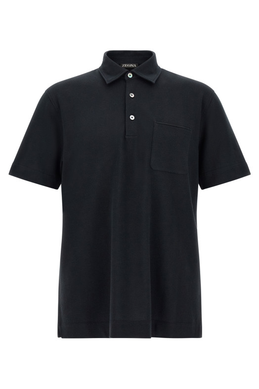 Футболка-поло з кишенею, синя ZEGNA UI392A4I752B09