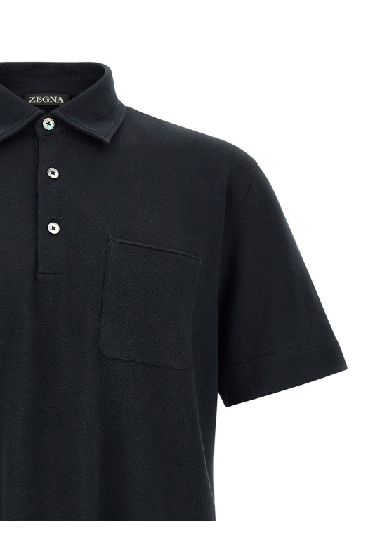 Футболка-поло з кишенею, синя ZEGNA UI392A4I752B09