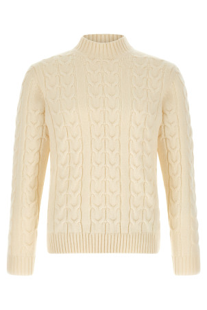 Braided turtleneck sweater White