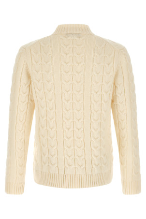 Braided turtleneck sweater White
