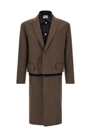 'Wool Flannel x Denim Coat' coat Brown