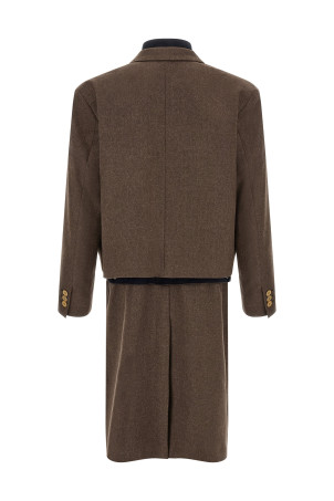 'Wool Flannel x Denim Coat' coat Brown