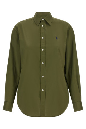 Бавовняна сорочка з вишитим логотипом, зелена POLO RALPH LAUREN 211A92177015