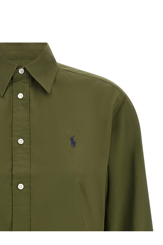 Бавовняна сорочка з вишитим логотипом, зелена POLO RALPH LAUREN 211A92177015
